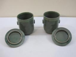 Set of 2 Lidded Ceramic Cups, Japanese, 2 lbs