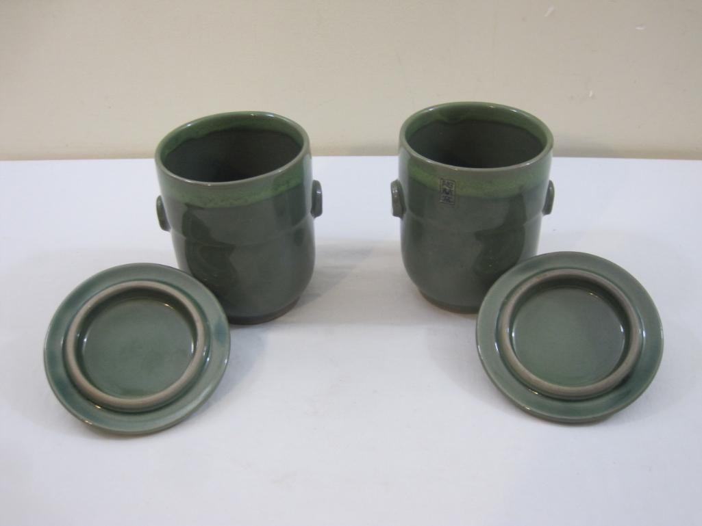 Set of 2 Lidded Ceramic Cups, Japanese, 2 lbs