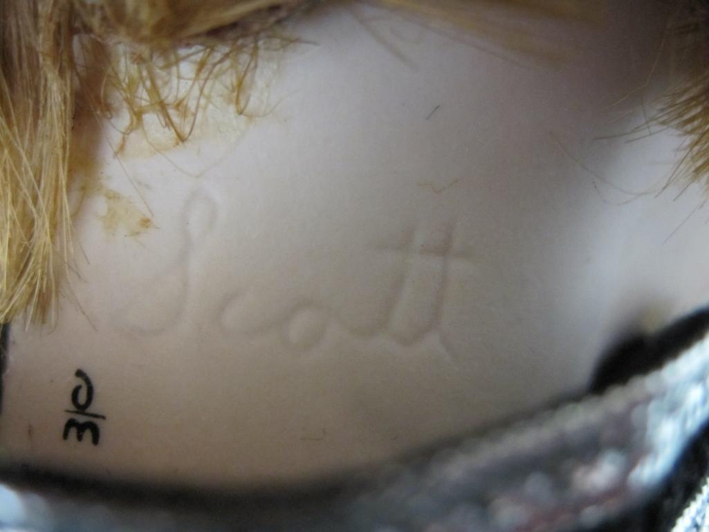 Scott Porcelain Doll on Display Stand, The Danbury Mint, 1993, 2 lbs 1 oz