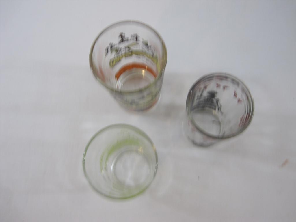 Three Vintage Drinking Glasses including Hazel Atlas Davy Crockett and more, 1 lb 5 oz