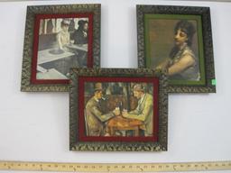 Three Vintage Paintings in Unique Wooden Frames, 2 lbs 8 oz