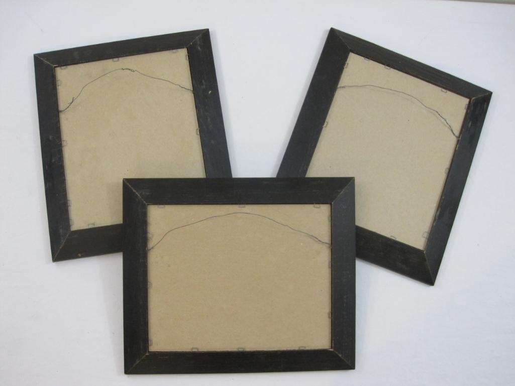 Three Vintage Paintings in Unique Wooden Frames, 2 lbs 8 oz