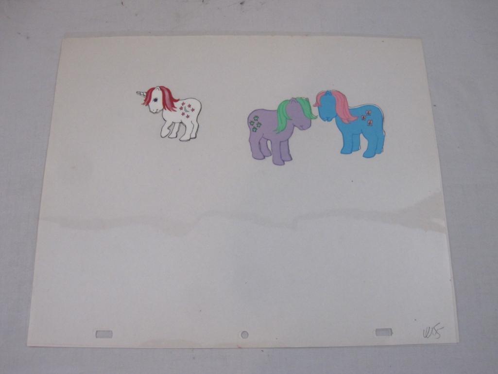 Four My Little Pony TV Commercial Animation Production Cels featuring Moondancer, Bow Tie and more,