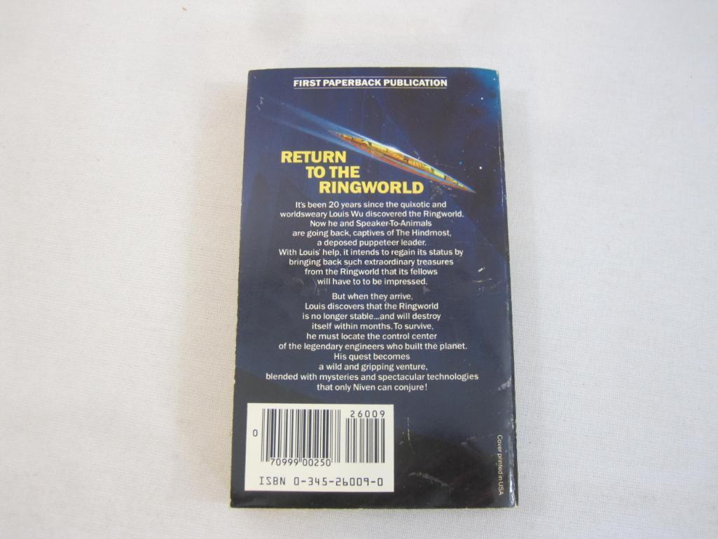 Three Larry Niven Science Fiction Books including A Hole in Space (1974), The Ring World Engineers
