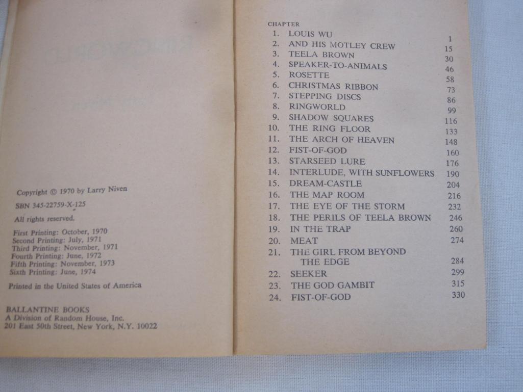 Three Larry Niven Science Fiction Books including A Hole in Space (1974), The Ring World Engineers