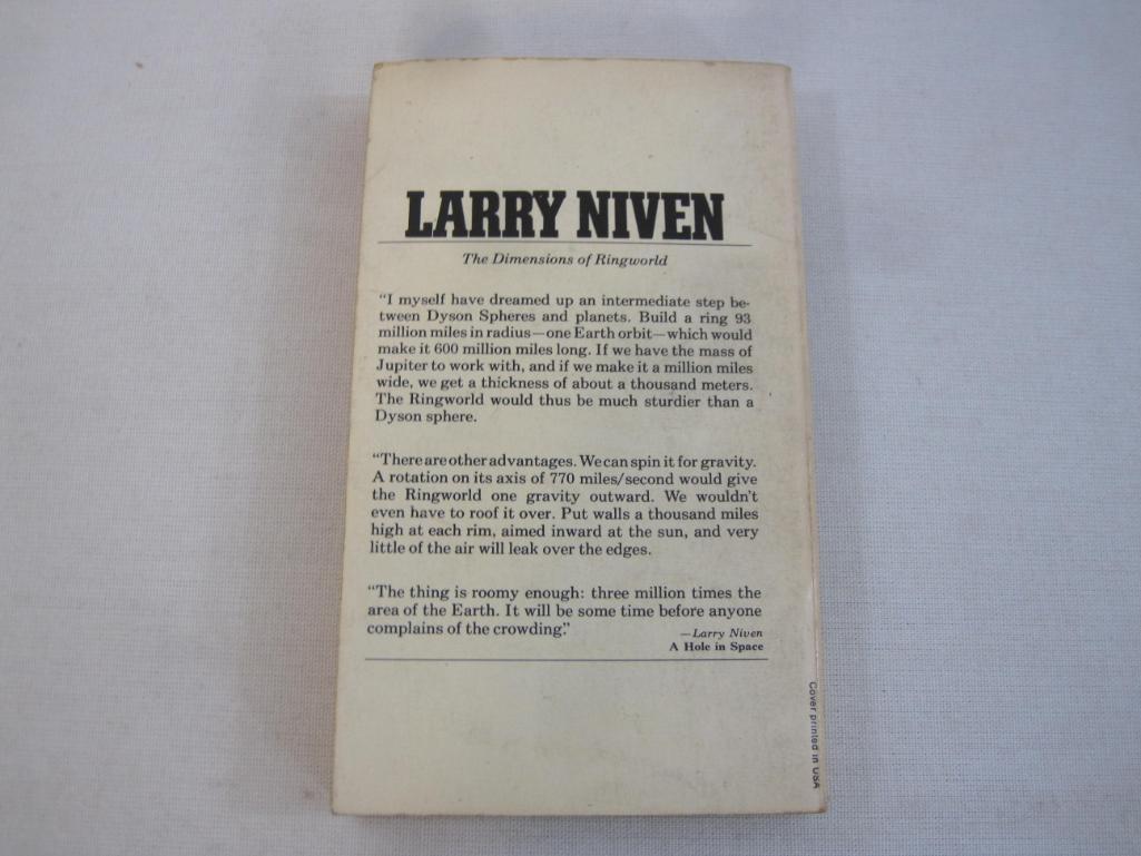 Three Larry Niven Science Fiction Books including A Hole in Space (1974), The Ring World Engineers