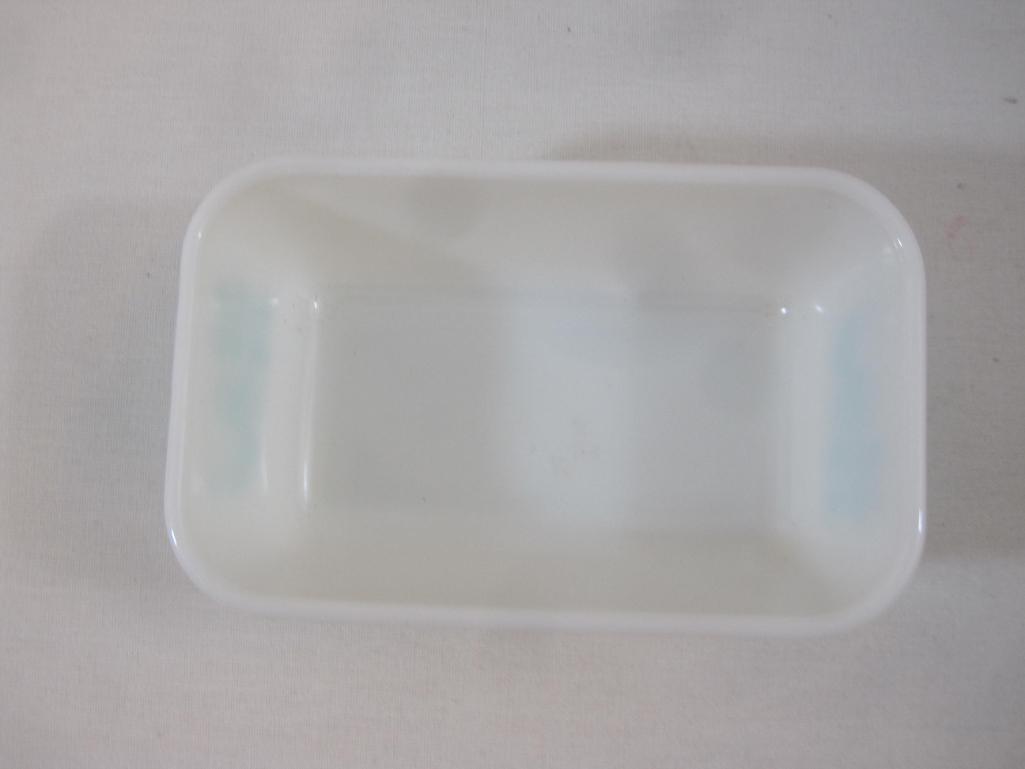 Two Vintage Baking Dishes including Pyrex Butter Print 1 1/2 pt baking dish/loaf dish and Anchor