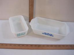 Two Vintage Baking Dishes including Pyrex Butter Print 1 1/2 pt baking dish/loaf dish and Anchor