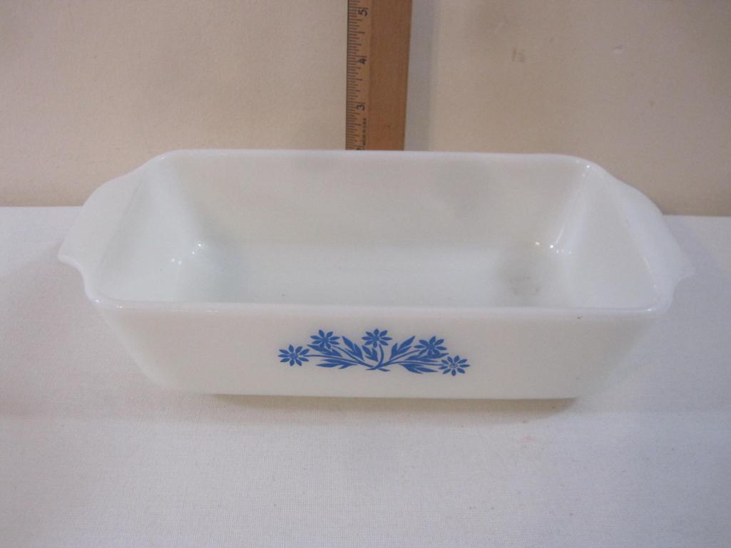 Two Vintage Baking Dishes including Pyrex Butter Print 1 1/2 pt baking dish/loaf dish and Anchor