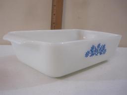 Two Vintage Baking Dishes including Pyrex Butter Print 1 1/2 pt baking dish/loaf dish and Anchor