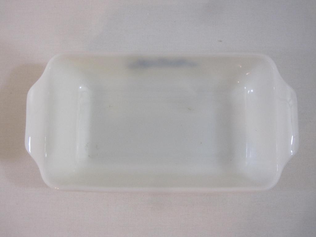 Two Vintage Baking Dishes including Pyrex Butter Print 1 1/2 pt baking dish/loaf dish and Anchor
