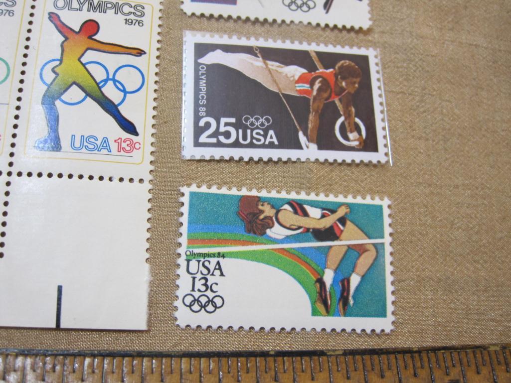 US Olympic Postage Stamps includes Two Blocks of Four 13 Cent USA Olympics 1976 and more