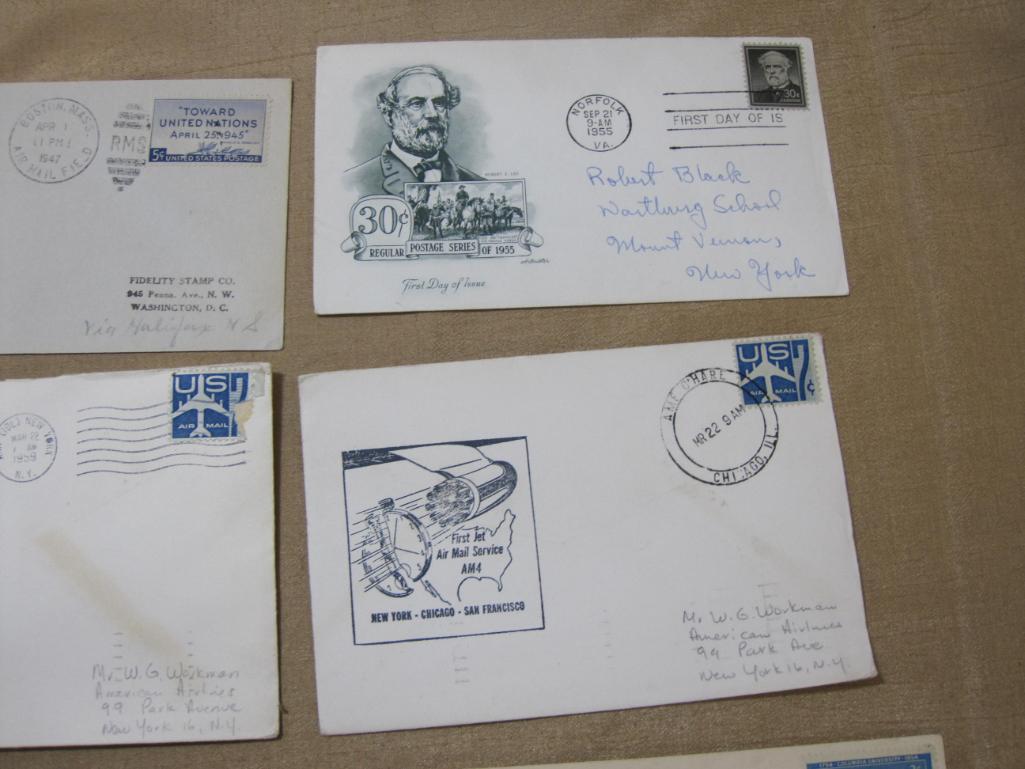 First Day Covers and Air Mail 1940s includes First Air Mail Service Boston Mass, First Jet Air Mail