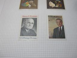 US Postage Stamps includes Block of Four 8 Cent Boston Tea Party, 8 Cent Willa Cather, 8 Cent