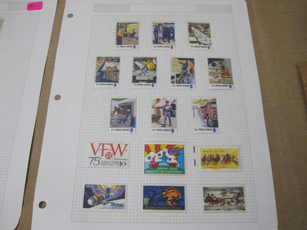 US Postage Stamps includes Block of Four 8 Cent Boston Tea Party, 8 Cent Willa Cather, 8 Cent