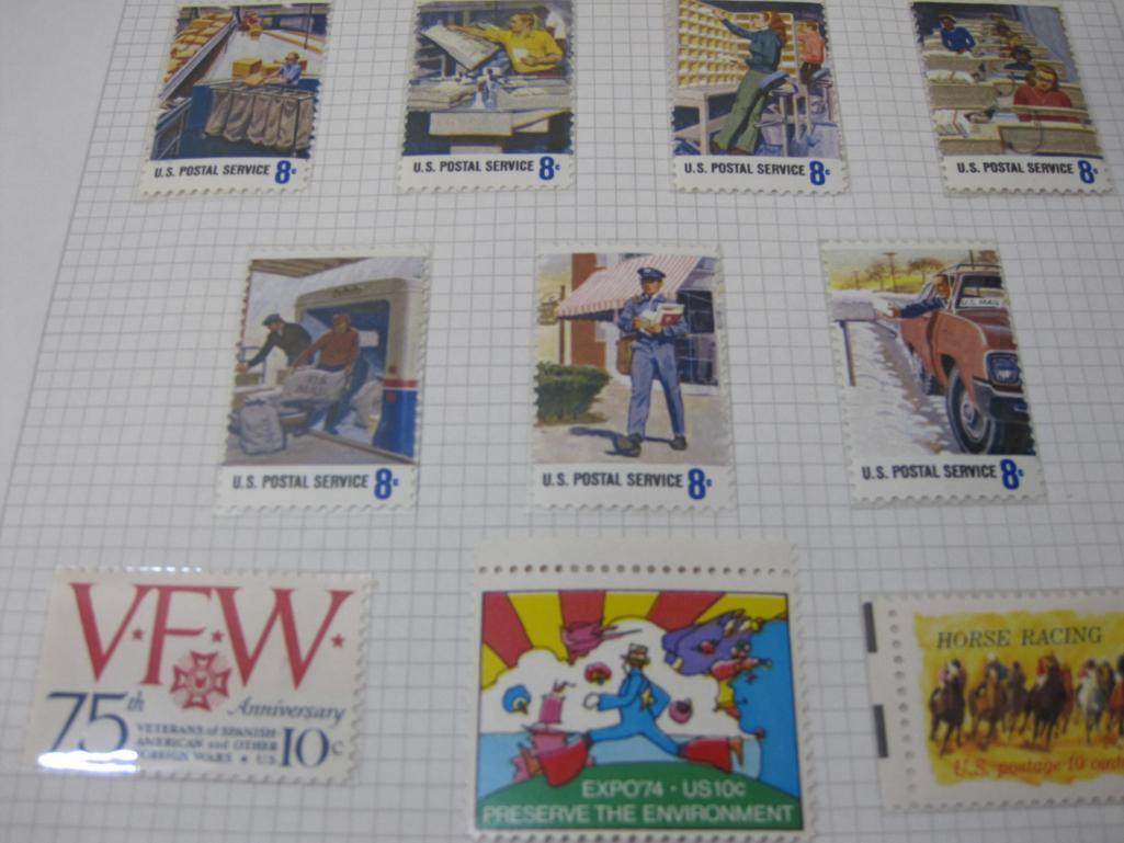 US Postage Stamps includes Block of Four 8 Cent Boston Tea Party, 8 Cent Willa Cather, 8 Cent