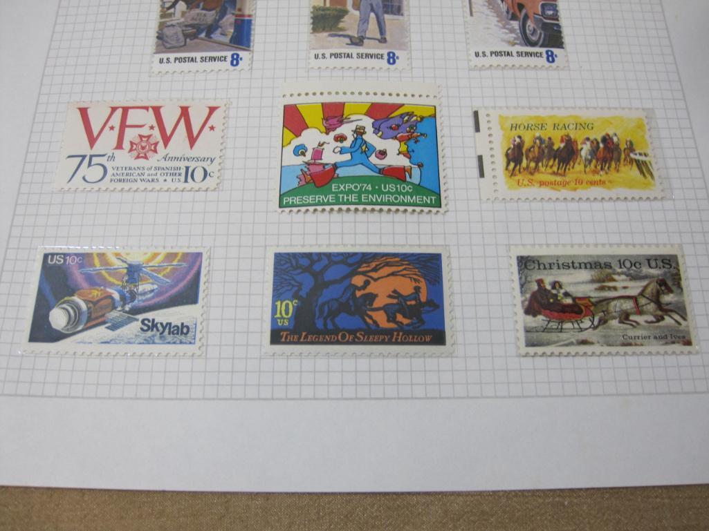 US Postage Stamps includes Block of Four 8 Cent Boston Tea Party, 8 Cent Willa Cather, 8 Cent