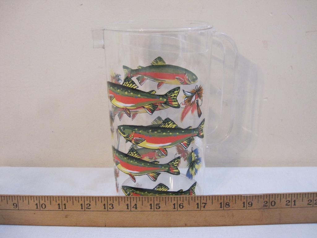 Vintage Department 56 Fishing Plastic Serving Pitcher and 8 Tumblers, 2 lbs