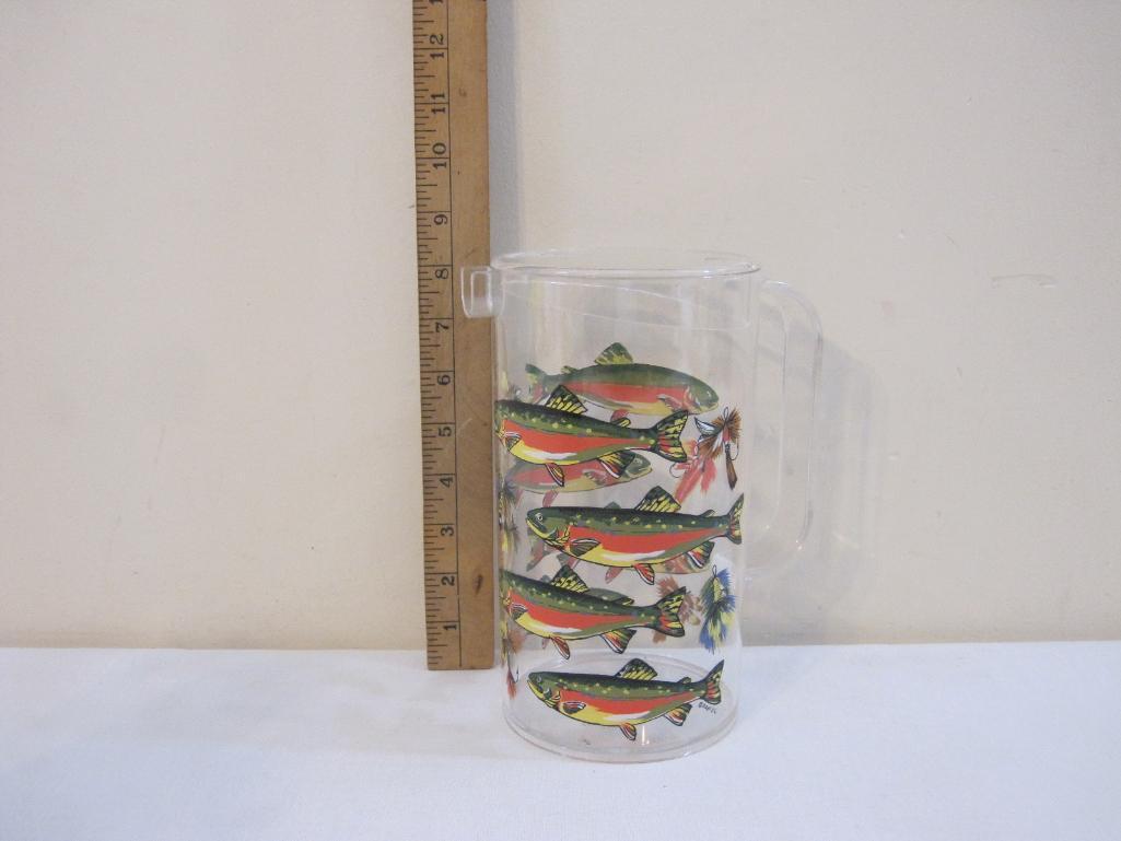 Vintage Department 56 Fishing Plastic Serving Pitcher and 8 Tumblers, 2 lbs