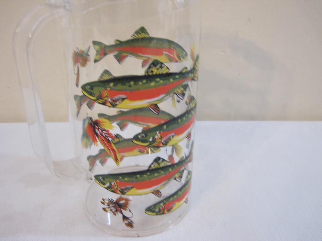 Vintage Department 56 Fishing Plastic Serving Pitcher and 8 Tumblers, 2 lbs