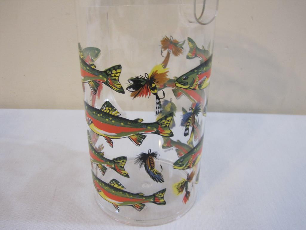 Vintage Department 56 Fishing Plastic Serving Pitcher and 8 Tumblers, 2 lbs