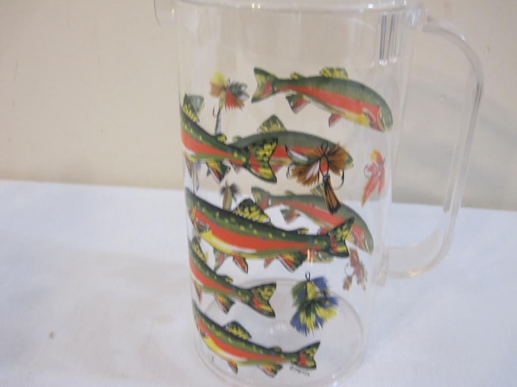Vintage Department 56 Fishing Plastic Serving Pitcher and 8 Tumblers, 2 lbs