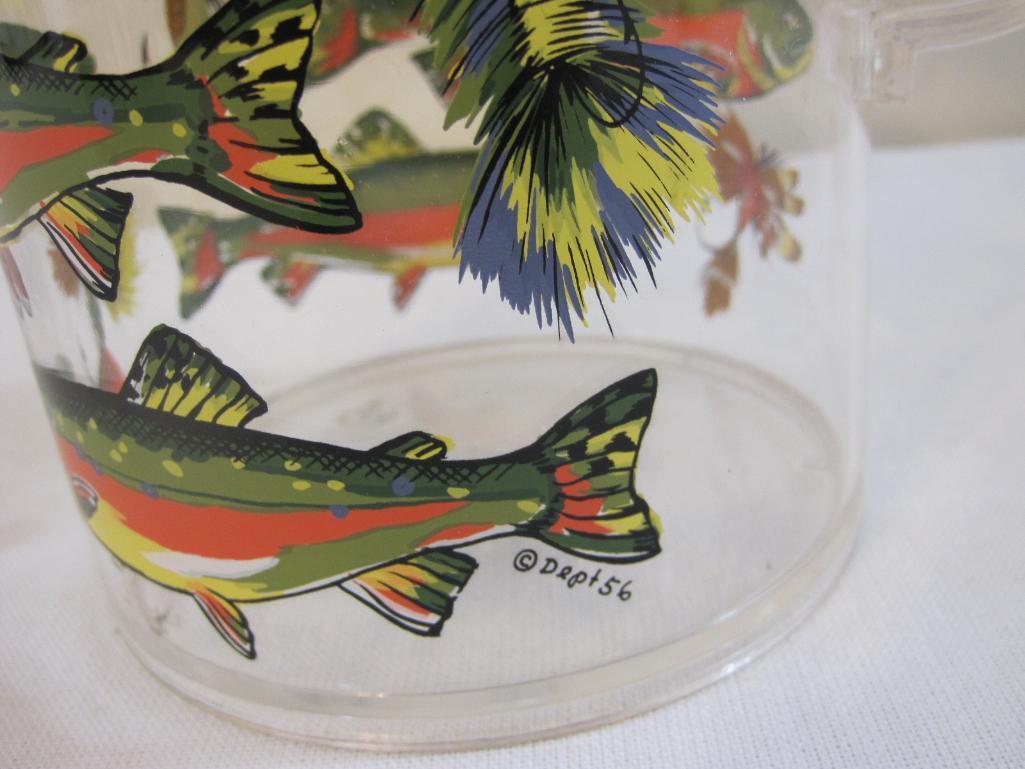 Vintage Department 56 Fishing Plastic Serving Pitcher and 8 Tumblers, 2 lbs