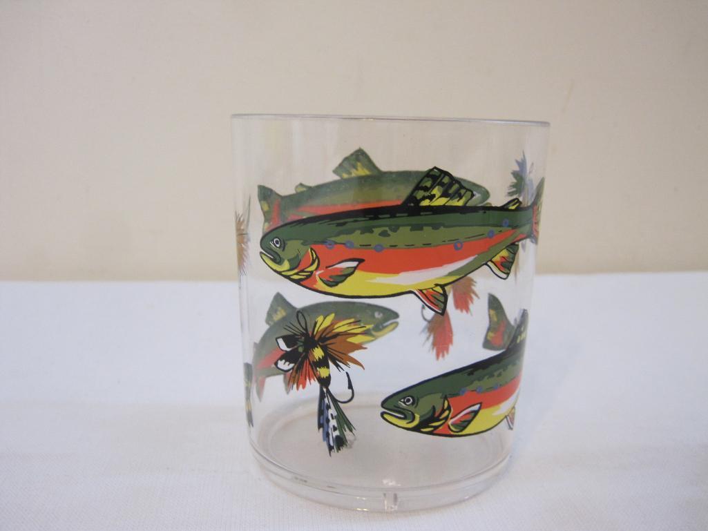 Vintage Department 56 Fishing Plastic Serving Pitcher and 8 Tumblers, 2 lbs