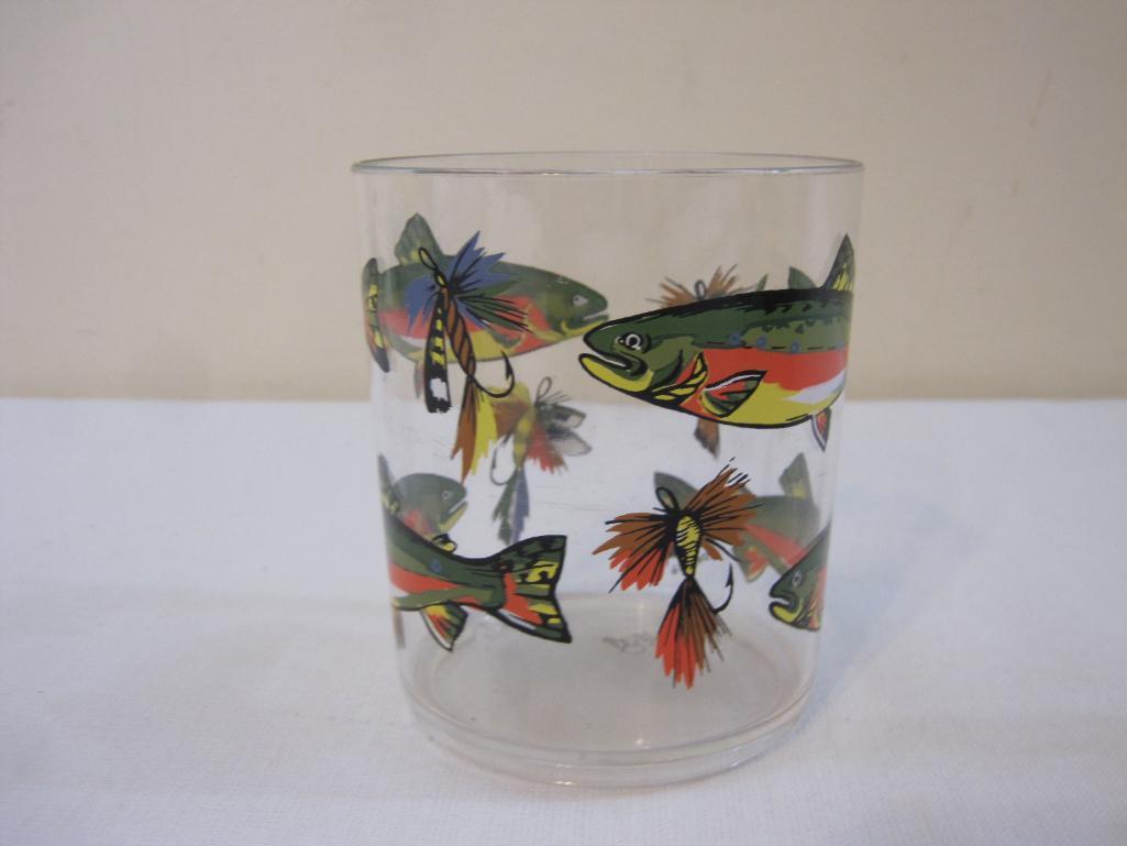 Vintage Department 56 Fishing Plastic Serving Pitcher and 8 Tumblers, 2 lbs