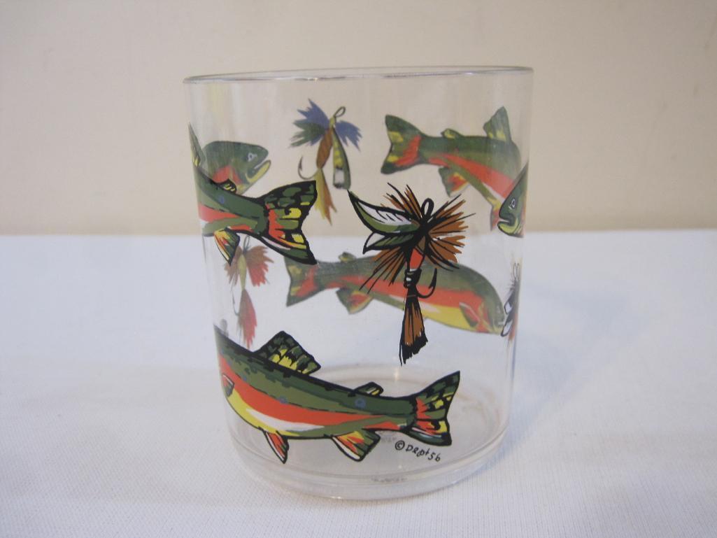 Vintage Department 56 Fishing Plastic Serving Pitcher and 8 Tumblers, 2 lbs