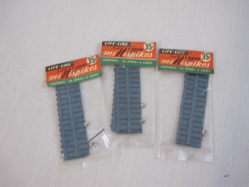 Lot of HO Scale Track Accessories including spikes, upholsterers tacks, Brass Rail Joiners and more