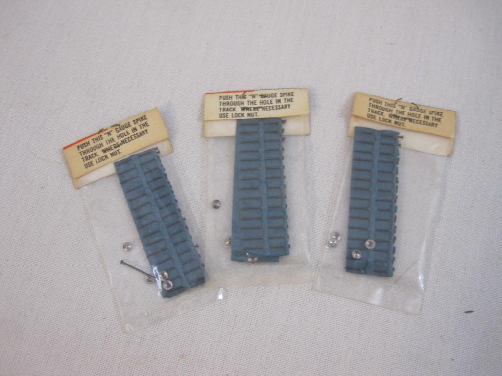 Lot of HO Scale Track Accessories including spikes, upholsterers tacks, Brass Rail Joiners and more