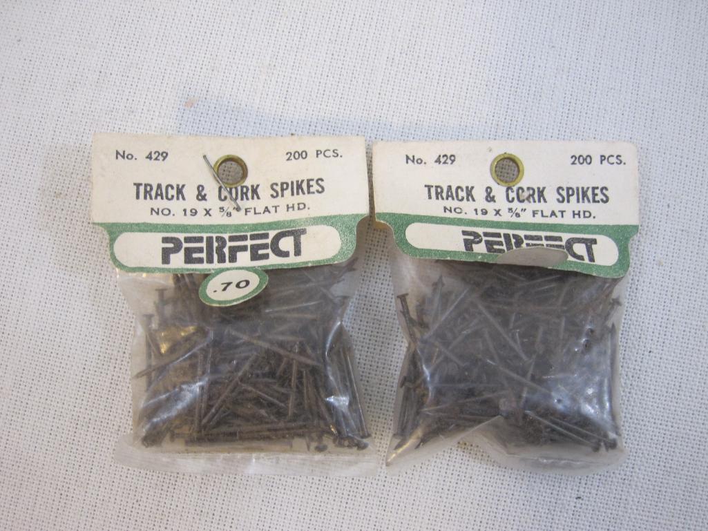 Lot of HO Scale Track Accessories including spikes, upholsterers tacks, Brass Rail Joiners and more