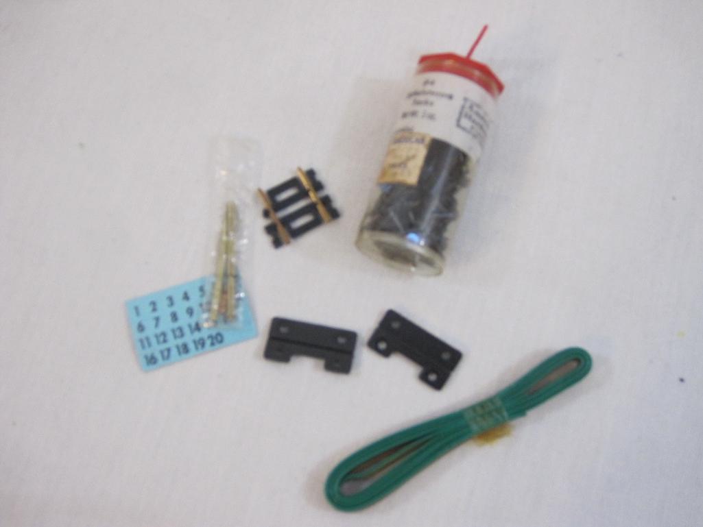 Lot of HO Scale Track Accessories including spikes, upholsterers tacks, Brass Rail Joiners and more