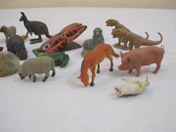 Lot of Assorted Animal Figures including Jean Tin Frog (made in Germany) and more 8oz
