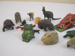 Lot of Assorted Animal Figures including Jean Tin Frog (made in Germany) and more 8oz