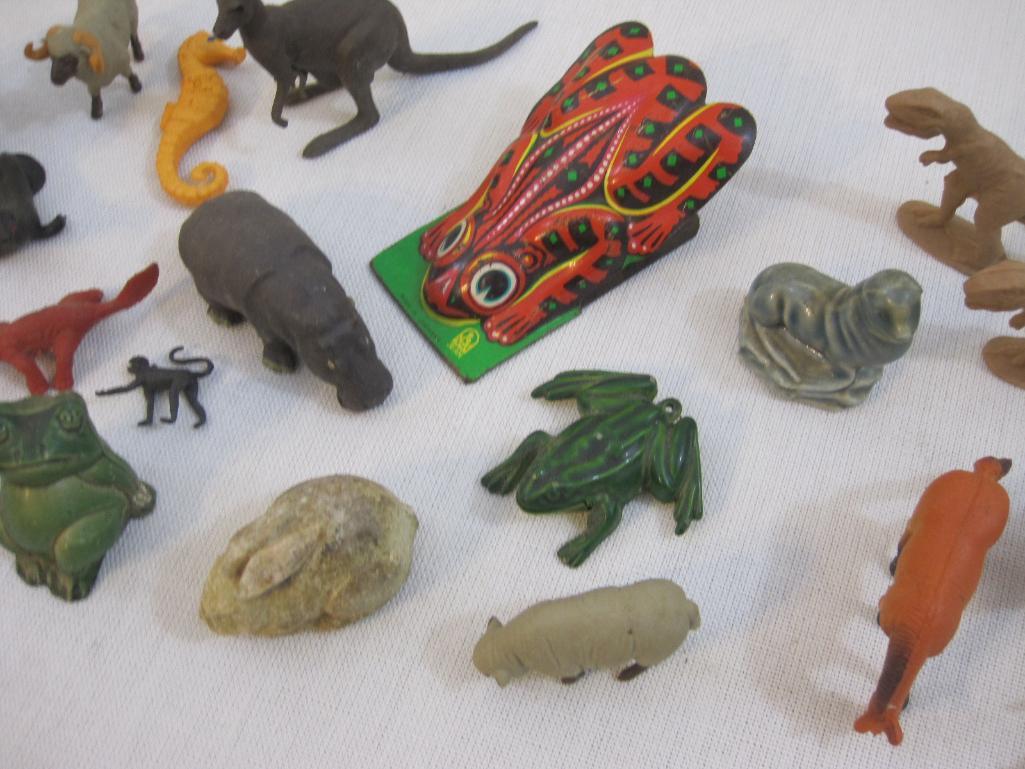 Lot of Assorted Animal Figures including Jean Tin Frog (made in Germany) and more 8oz