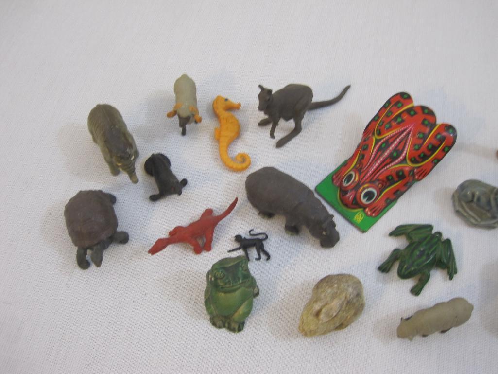 Lot of Assorted Animal Figures including Jean Tin Frog (made in Germany) and more 8oz