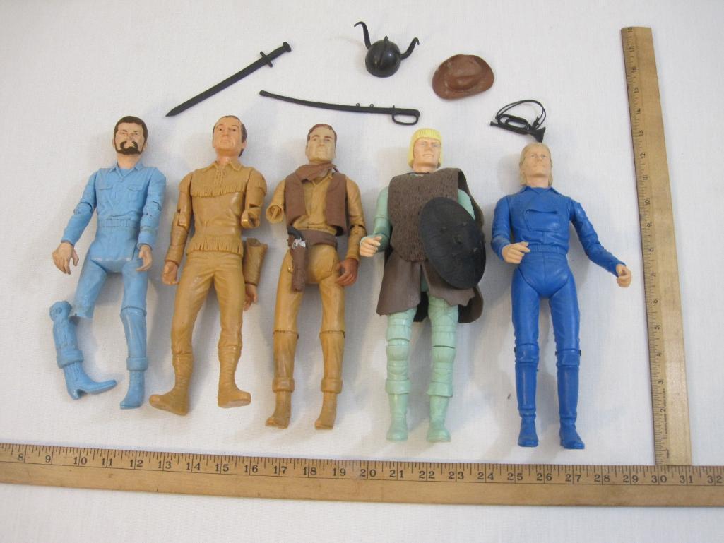 Lot of 5 Louis Marx Action Figures including General Custer, John West, Eric the Viking and more,