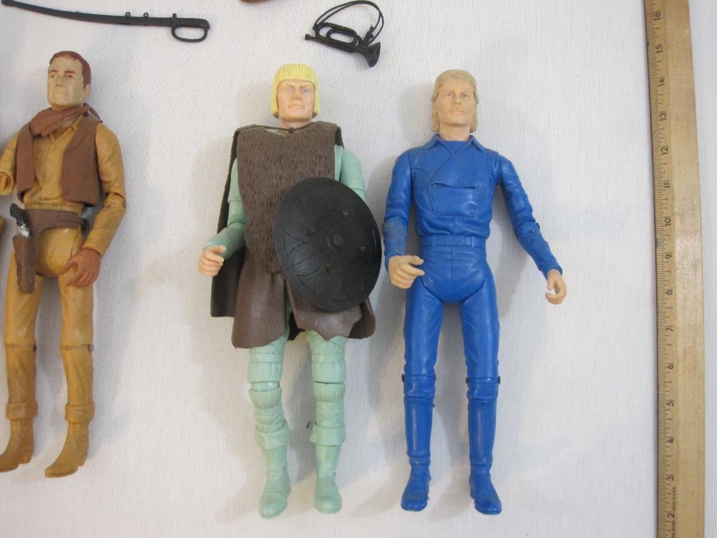 Lot of 5 Louis Marx Action Figures including General Custer, John West, Eric the Viking and more,