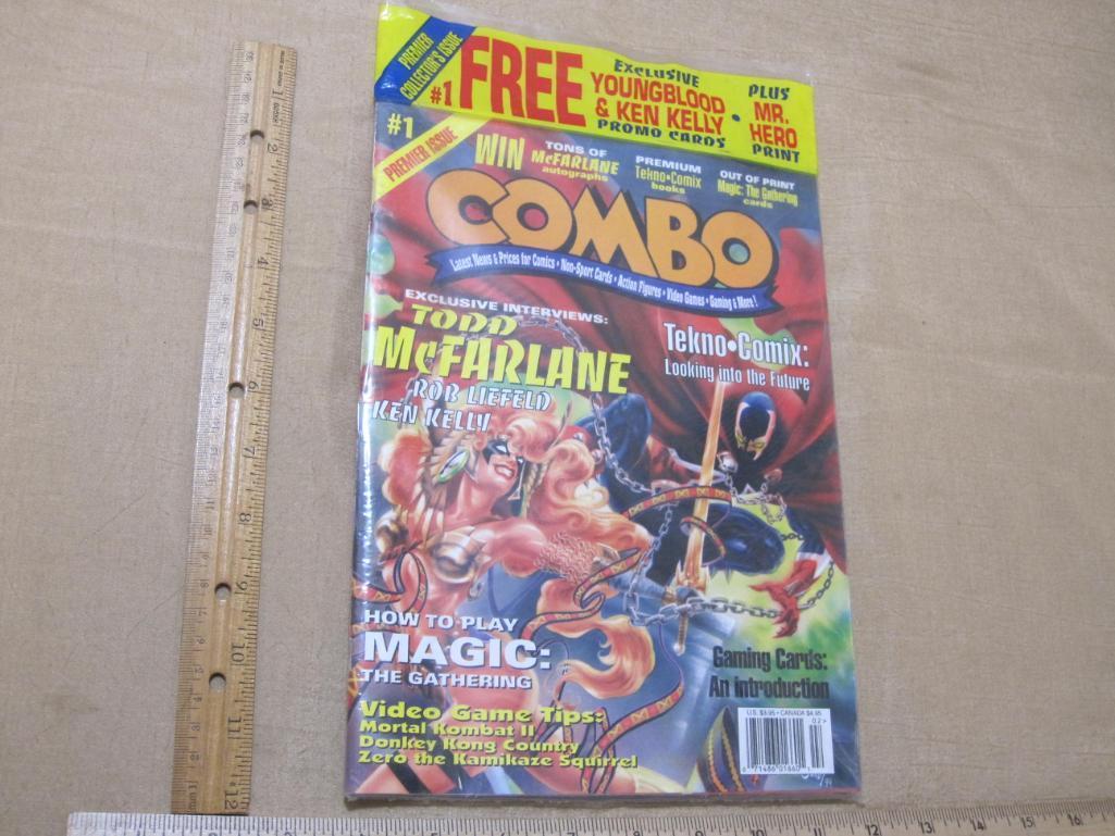 Two Sealed Comic Books Wizard No.22 and Combo Premier Collectors Issue 1990s 1lb7oz