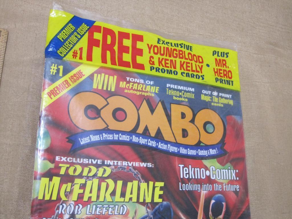Two Sealed Comic Books Wizard No.22 and Combo Premier Collectors Issue 1990s 1lb7oz