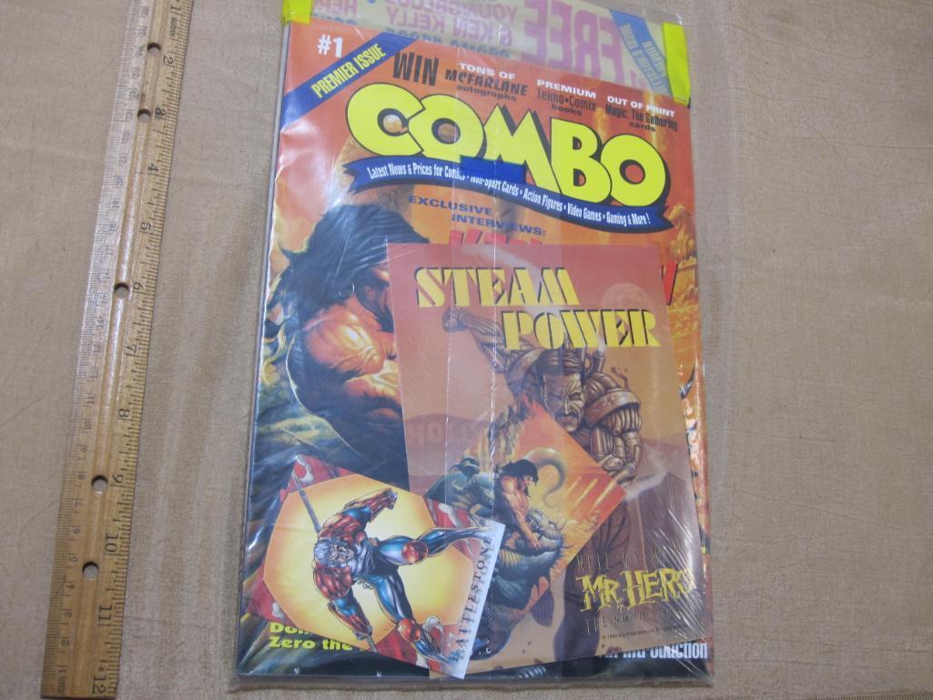 Two Sealed Comic Books Wizard No.22 and Combo Premier Collectors Issue 1990s 1lb7oz