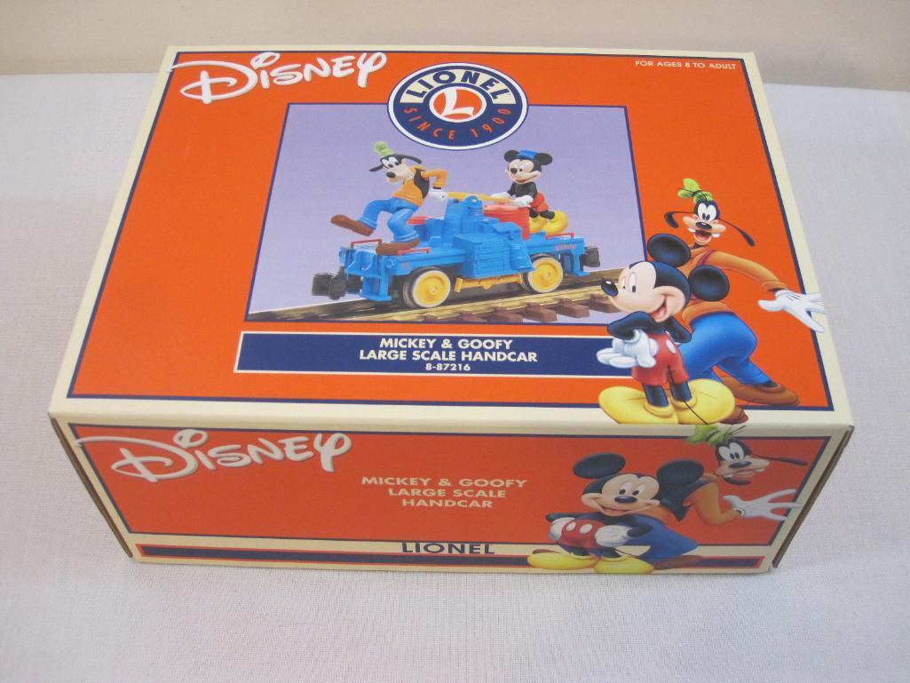 Lionel Disney Mickey & Goofy Large Scale Handcar, new in box 1lb12oz