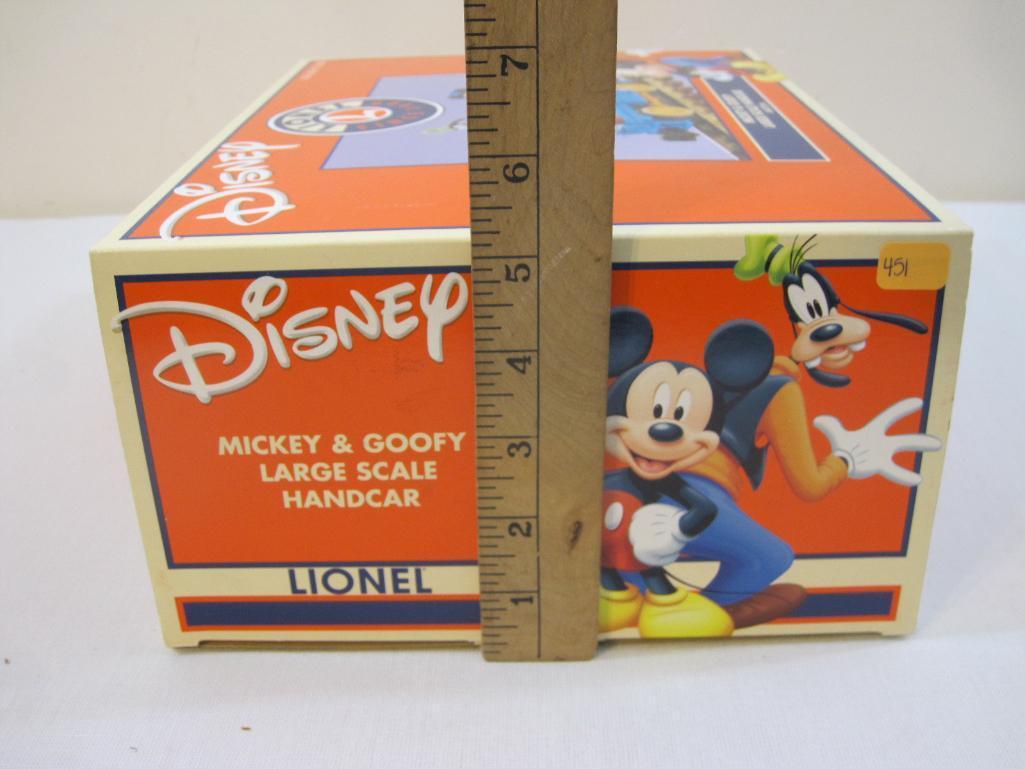 Lionel Disney Mickey & Goofy Large Scale Handcar, new in box 1lb12oz