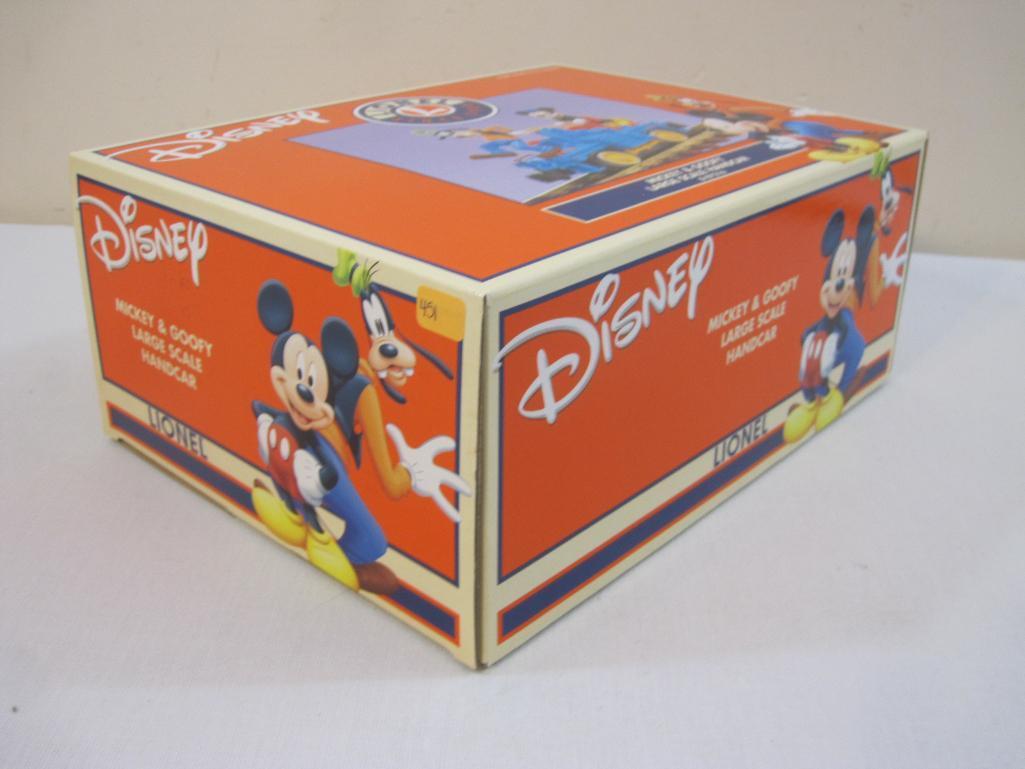 Lionel Disney Mickey & Goofy Large Scale Handcar, new in box 1lb12oz