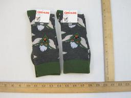 Two Pairs of NWT Exclusive Gremlins Crew Socks, sizes 10-13 4oz
