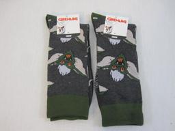 Two Pairs of NWT Exclusive Gremlins Crew Socks, sizes 10-13, 4oz