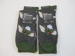 Two Pairs of NWT Exclusive Gremlins Crew Socks, sizes 10-13, 4oz