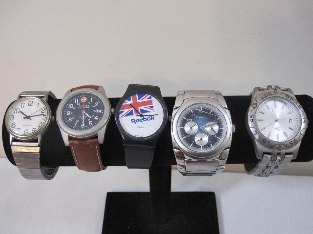 Lot of Men's Watches from Fossil, Reebok, Wenger and more, AS IS, 14 oz